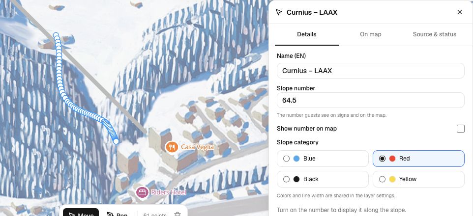 XPlores Studio demo with a selected slope, editable geometry and its properties panel